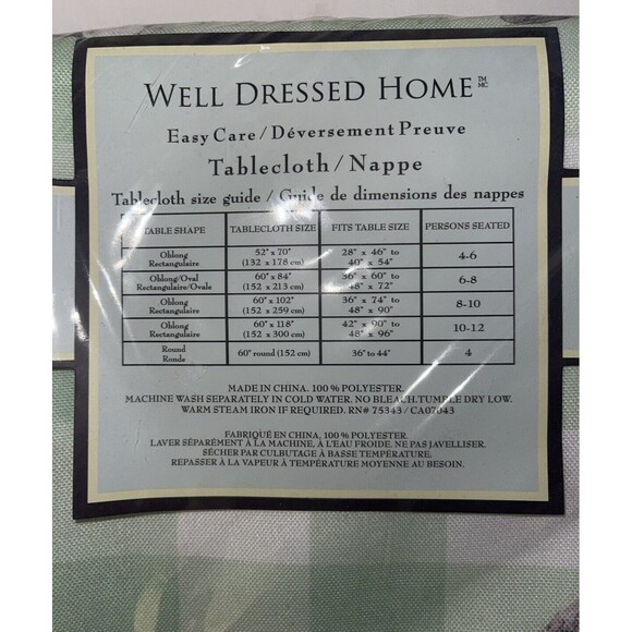 WELL DRESSED HOME BUNNIES CHECKER EASTER SPILLPROOF TABLECLOTH 60" X 118 New - Picture 3 of 6